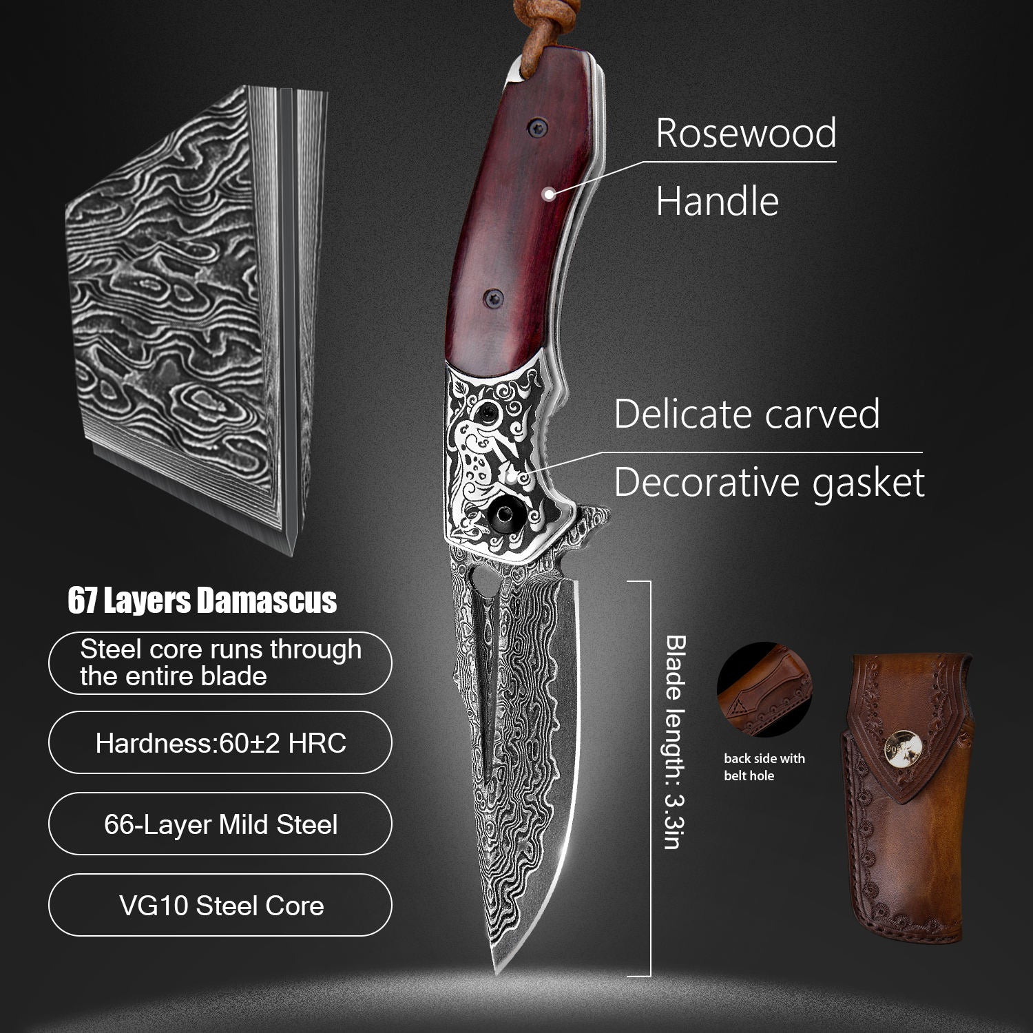 Foldable Camping Knife | Rosewood Folding Knife | That Kitchen Label