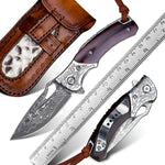 Load image into Gallery viewer, Rosewood Damascus Steel Knife with Clip
