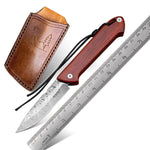 Load image into Gallery viewer, Foldable Leather Sheath Knife | Damascus knife | That Kitchen Label
