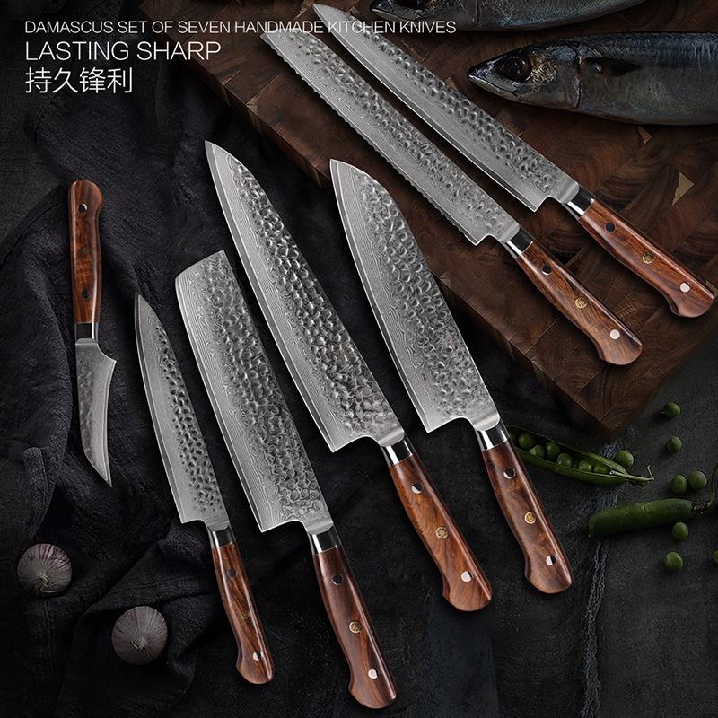 Damascus Steel 5 Pcs Chef Knife Set Handmade Kitchen Knife Set -  Norway