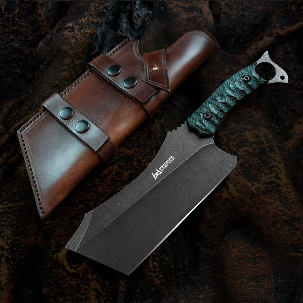 Stone black High Quality Outdoor Handmade 7.5in butcher cleaver with free leather sheath