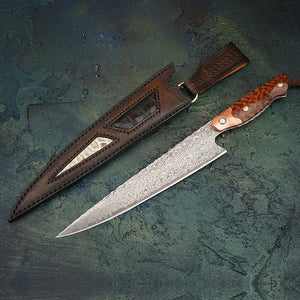 High End Japanese VG10 Damascus Steel Chef Knife Full Tang Kitchen Knife  Sheath