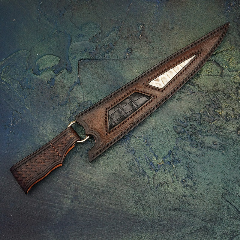 Full view of the free leather sheath included in your purchase