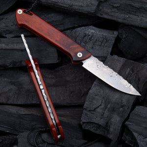 Foldable Leather Sheath Knife | Damascus knife | That Kitchen Label