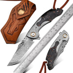 Load image into Gallery viewer, Damascus Steel 110 Layer Knife with Leather Case
