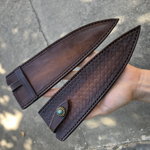 Front and back of the free leather sheath 