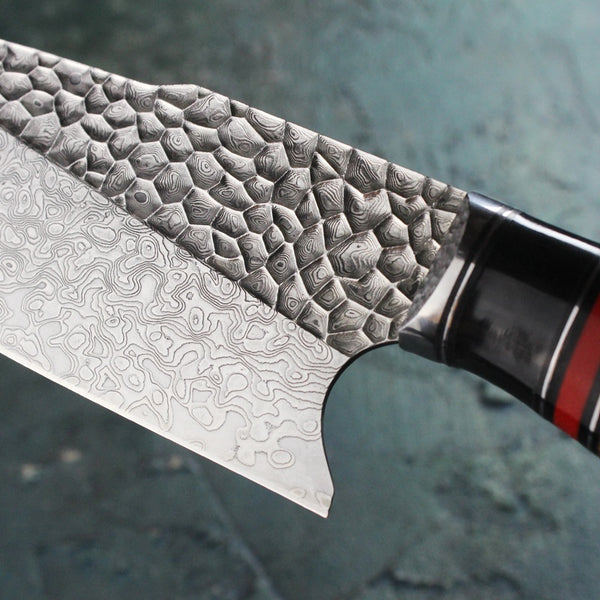 Personalized 8'' Chef Kitchen Knife Diamond Pattern Damascus Steel