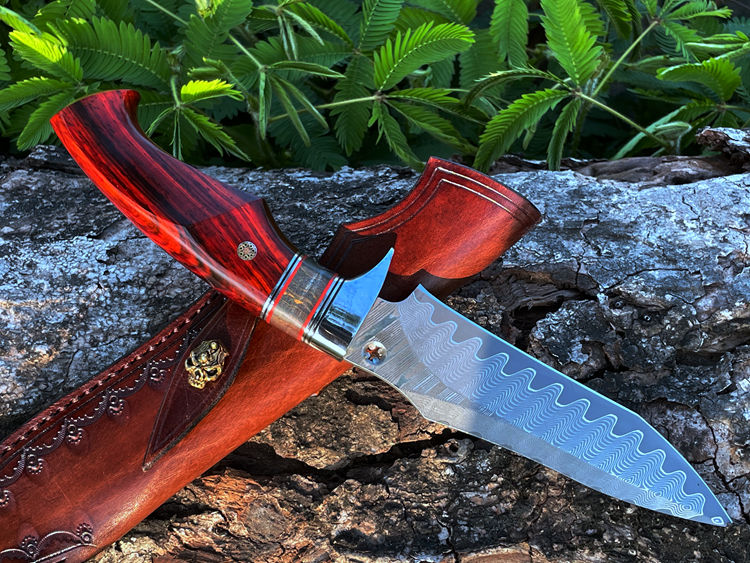 Damascus Steel Knife | Rosewood Hunting Knife | That Kitchen Label